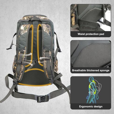 HUNTPAL Hunting Backpack Waterproof Camo Hunting Day Pack with Gun Holder Bag and Storage Pockets, Long-Lasting Large Capacity Backpack for Rifle Shotgun Bow Gun in Saudi Arabia