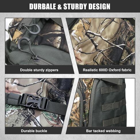 HUNTPAL Hunting Backpack Waterproof Camo Hunting Day Pack with Gun Holder Bag and Storage Pockets, Long-Lasting Large Capacity Backpack for Rifle Shotgun Bow Gun in Saudi Arabia