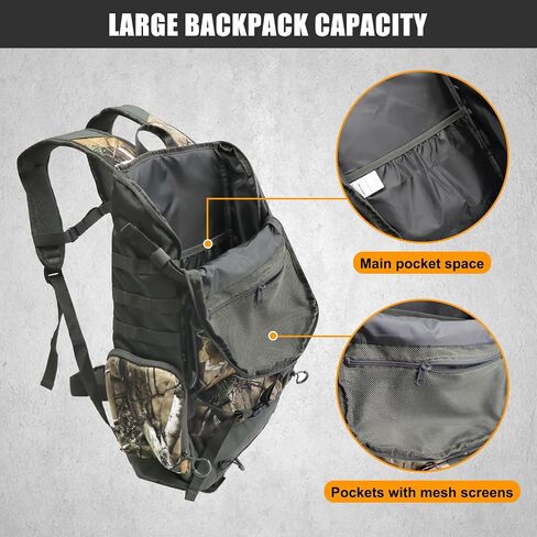 HUNTPAL Hunting Backpack Waterproof Camo Hunting Day Pack with Gun Holder Bag and Storage Pockets, Long-Lasting Large Capacity Backpack for Rifle Shotgun Bow Gun in Saudi Arabia