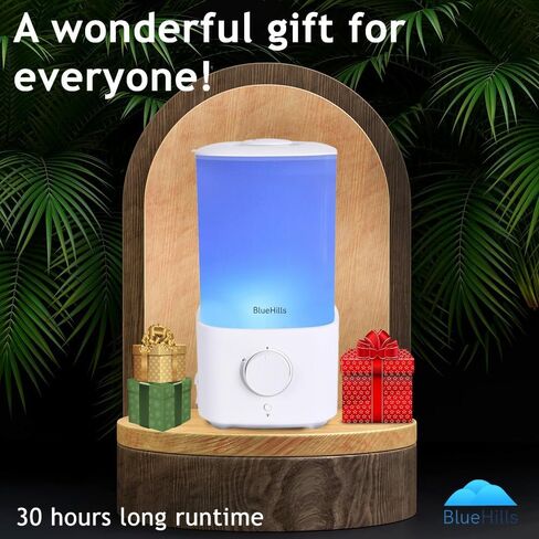 Bluehills Premium 2300 ml XL كبير الناشر للزيت العطري مجموعة كبيرة من المرطب لغرفة كبيرة منزل تغطية ضخمة 2 لتر الناشر الضخم مع ديكور LED أضواء مربعة مربعة الخشب الداكن - L003 in Kuwait