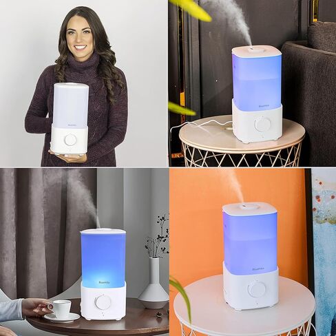 Bluehills Premium 2300 ml XL كبير الناشر للزيت العطري مجموعة كبيرة من المرطب لغرفة كبيرة منزل تغطية ضخمة 2 لتر الناشر الضخم مع ديكور LED أضواء مربعة مربعة الخشب الداكن - L003 in Kuwait