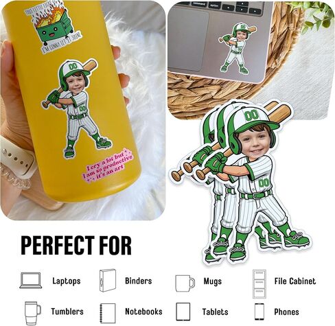 Custom Football Sports Sticker Personalized Cute Birthday Football Player Photo Name Number Waterproof Vinyl Stickers for Laptop Water Bottle Cars Phone Case Decal Decor Stuff Gifts in Saudi Arabia