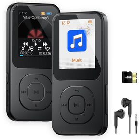 مشغل MP3 64 جيجابايت مع Bluetooth 5.3 ، مشغل موسيقى محمول للرياضة مع مكبر صوت ، راديو FM ، مسجل صوت ، صوت Hifi ، عمر بطارية أطول 30 ساعة ، ناقل حركة سريع ، مؤقت ، حتى 256 جيجابايت (أبيض) in Kuwait