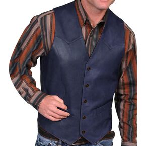 Vintage Leather Vest for Men Casual V Neck Button Down Waistcoat Slim Fit Western Cowboy Vest Sleeveless Jacket Winter in Kuwait