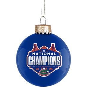 زينة شجرة عيد الميلاد من Team Beans Florida Gators 2025 NCAA للأبطال الوطنيين لكرة السلة، كرة زجاجية - 2 5/8 بوصة - جانبان باللون الأزرق in Kuwait