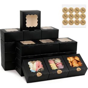 50 Pcs 6x6x3 Inches Bakery Boxes with Window, Pink Cookie Boxes for Gift Giving, Treat Boxes for Desserts, Macarons, Donuts, Pastries in Saudi Arabia
