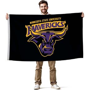 Minnesota State Mavericks College Sports Printed Flag - NCAA Licensed - Super Polyester Knit - School Banner (Black, Purple, Yellow) (2' x 3') in Saudi Arabia