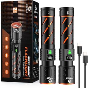 Rechargeable Flashlights High Lumens 10000 Long Distance, Single Click 3 Modes, Super Bright LED Flashlight USB C Long Lasting 15H, Powerful Strong Flash Light for Security Hiking Camping in Saudi Arabia