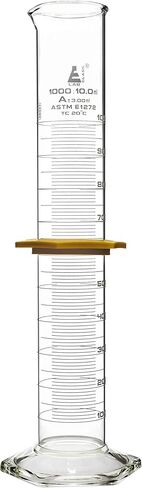 EISCO Graduated Cylinder, 50ml - ASTM, Class A Tolerance ±0.25ml - Protective Collar, Hexagonal Base - White Graduations - Borosilicate 3.3 Glass in Saudi Arabia