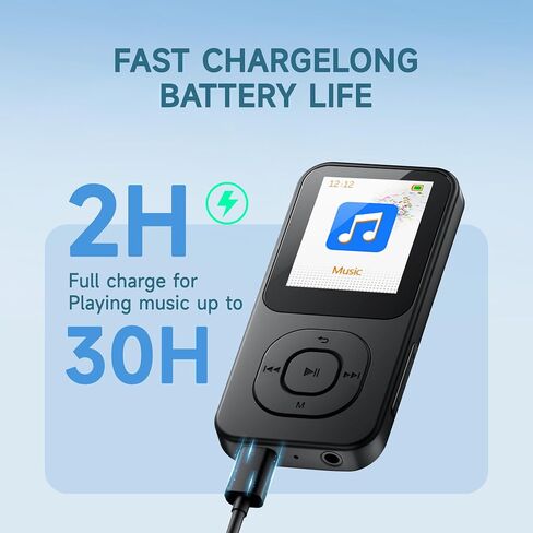 مشغل MP3 64 جيجابايت مع Bluetooth 5.3 ، مشغل موسيقى محمول للرياضة مع مكبر صوت ، راديو FM ، مسجل صوت ، صوت Hifi ، عمر بطارية أطول 30 ساعة ، ناقل حركة سريع ، مؤقت ، حتى 256 جيجابايت (أبيض) in Kuwait