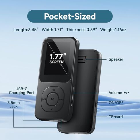 مشغل MP3 64 جيجابايت مع Bluetooth 5.3 ، مشغل موسيقى محمول للرياضة مع مكبر صوت ، راديو FM ، مسجل صوت ، صوت Hifi ، عمر بطارية أطول 30 ساعة ، ناقل حركة سريع ، مؤقت ، حتى 256 جيجابايت (أبيض) in Kuwait