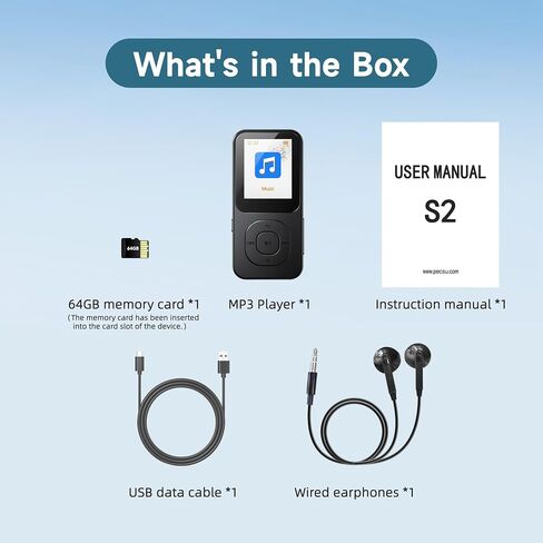 مشغل MP3 64 جيجابايت مع Bluetooth 5.3 ، مشغل موسيقى محمول للرياضة مع مكبر صوت ، راديو FM ، مسجل صوت ، صوت Hifi ، عمر بطارية أطول 30 ساعة ، ناقل حركة سريع ، مؤقت ، حتى 256 جيجابايت (أبيض) in Kuwait