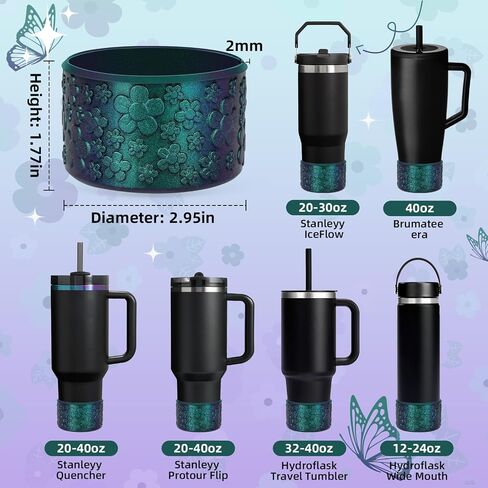 Flower Gradient Silicone Boot, Compatible with Stanley Quencher Adventure 40oz 30oz & IceFlow 20oz 30oz Tumbler, Protective Chameleon Cup Sleeve, Bottom Cover for Hydroflask 12oz-24oz in Saudi Arabia