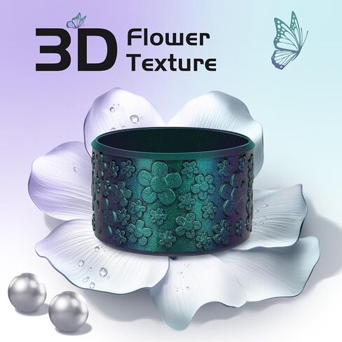 Flower Gradient Silicone Boot, Compatible with Stanley Quencher Adventure 40oz 30oz & IceFlow 20oz 30oz Tumbler, Protective Chameleon Cup Sleeve, Bottom Cover for Hydroflask 12oz-24oz in Saudi Arabia