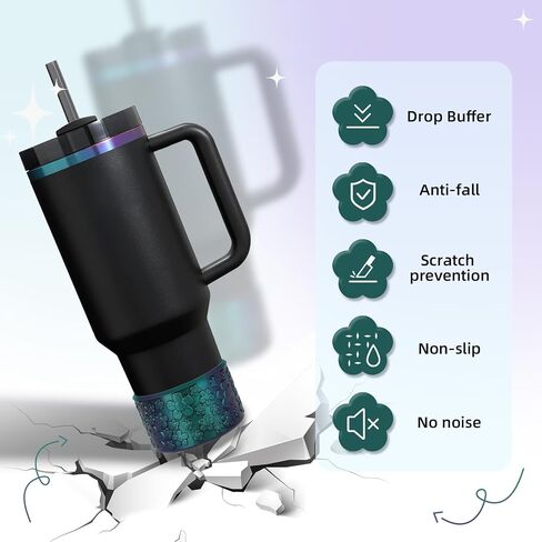 Flower Gradient Silicone Boot, Compatible with Stanley Quencher Adventure 40oz 30oz & IceFlow 20oz 30oz Tumbler, Protective Chameleon Cup Sleeve, Bottom Cover for Hydroflask 12oz-24oz in Saudi Arabia