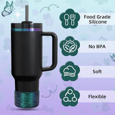 Flower Gradient Silicone Boot, Compatible with Stanley Quencher Adventure 40oz 30oz & IceFlow 20oz 30oz Tumbler, Protective Chameleon Cup Sleeve, Bottom Cover for Hydroflask 12oz-24oz in Saudi Arabia