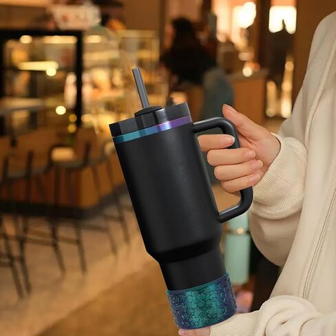 Flower Gradient Silicone Boot, Compatible with Stanley Quencher Adventure 40oz 30oz & IceFlow 20oz 30oz Tumbler, Protective Chameleon Cup Sleeve, Bottom Cover for Hydroflask 12oz-24oz in Saudi Arabia