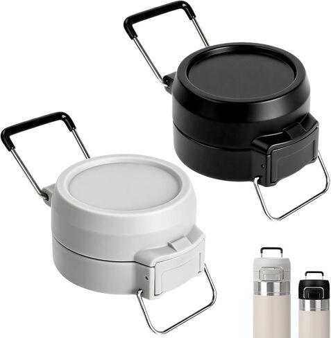 2Pcs Lid Replacement for Stanley Quick Flip GO, Cover Cap for Stanley Quick 24oz/36oz, BPA-Free Push Button, Leakproof Flip GO Lid with Carry Loop for Travel/Sports, No Spill Reuse Top, Gray Black in Saudi Arabia