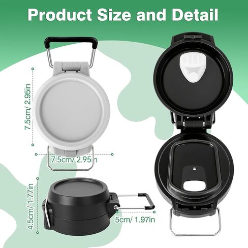 2Pcs Lid Replacement for Stanley Quick Flip GO, Cover Cap for Stanley Quick 24oz/36oz, BPA-Free Push Button, Leakproof Flip GO Lid with Carry Loop for Travel/Sports, No Spill Reuse Top, Gray Black in Saudi Arabia