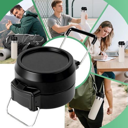 2Pcs Lid Replacement for Stanley Quick Flip GO, Cover Cap for Stanley Quick 24oz/36oz, BPA-Free Push Button, Leakproof Flip GO Lid with Carry Loop for Travel/Sports, No Spill Reuse Top, Gray Black in Saudi Arabia