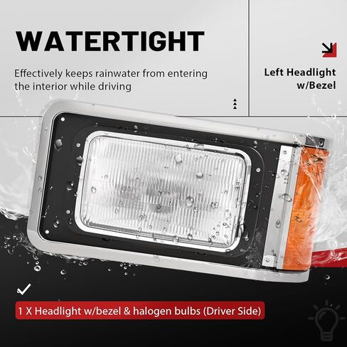 المصابيح الأمامية للزوج Hecasa مع إطار متوافق مع 1990-2017 Mack CH613 SFA Hood Truck بديل لـ 2M0516CM Halogen الأمراض مع مصابيح الإشارة المنعطف و CLEAR in Saudi Arabia