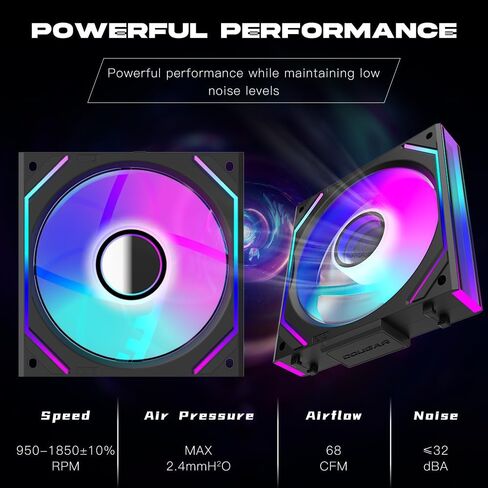 Interstellar V2 RS 120mm Case Fan Infinity Mirror Module Daisy-Chain ARGB Fan Triple Pack Suitable PC Cooling Fans 360mm AIO Cooler(Black-3Pack) in Kuwait
