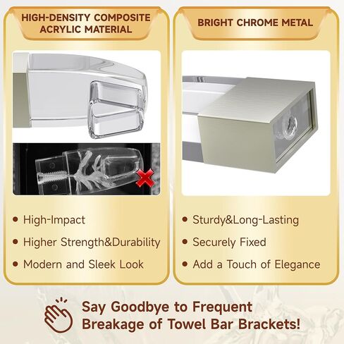 Clear Acrylic Shower Door Towel Bar Brackets Fit for Alumax & Basco Framed Sliding Glass Shower Door Towel Rod, Replacement for Basco & alumax Shower Door Parts Five-Years Free Replacement (Sliver) in Kuwait