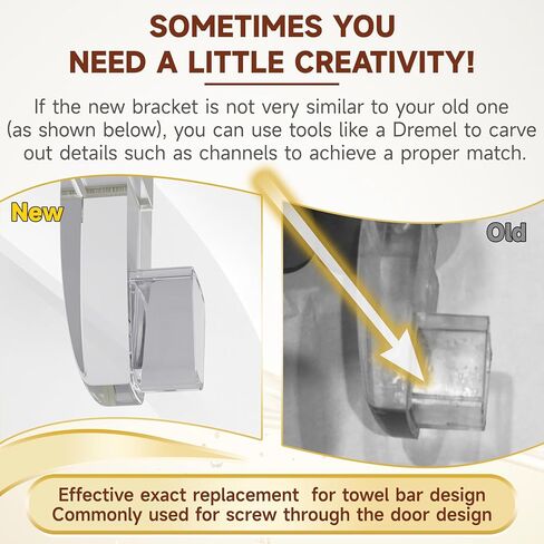 Clear Acrylic Shower Door Towel Bar Brackets Fit for Alumax & Basco Framed Sliding Glass Shower Door Towel Rod, Replacement for Basco & alumax Shower Door Parts Five-Years Free Replacement (Sliver) in Kuwait