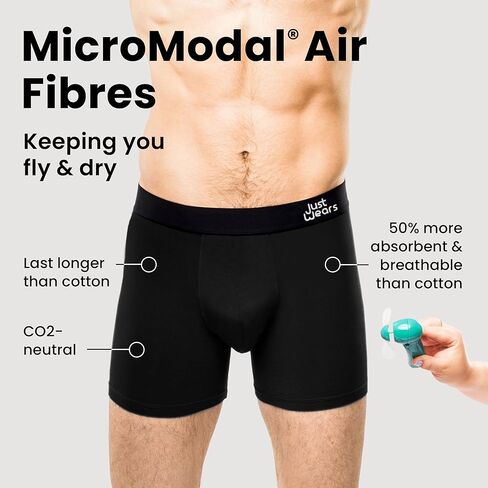 ملخصات Justwears Boxer - حزمة 2 | مكافحة الغضب ، لا ركوب ، الملابس الداخلية العضوية للرجال | للارتداء اليومي أو الرياضة in Kuwait