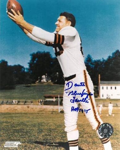 Athlon Sports CTBL-028138 Dante Lavelli Signed Cleveland Browns 8 x 10 in. Photo Dual Gluefingers & HOF 1975 - Catch & Side View in Saudi Arabia