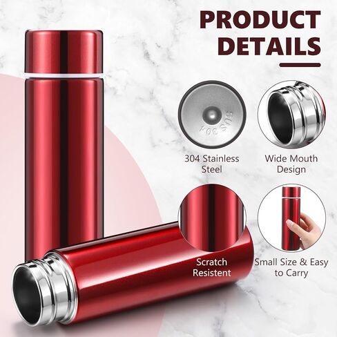 Vesici Mini Water Bottles 4.4 oz Cute Small Insulated Stainless Steel Purse Water Bottles Pocket Slim Flask Keeps Drink Cold and Hot for Women Lunch Bag Coffee (Silver,Black,Red,White,4 Pack) in Saudi Arabia