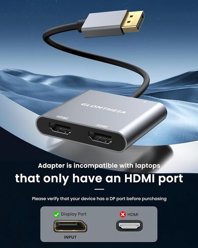 محول HDMI المزدوج لشاشات شاشات تمتد 1 في 2 Out ، USB C إلى HDMI Flitter لجهاز الكمبيوتر المحمول MacBook Pro/Air ، ودعم 4K@30Hz شاشات مزدوجة أو 4K@60Hz شاشة واحدة in Kuwait