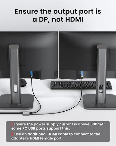 محول HDMI المزدوج لشاشات شاشات تمتد 1 في 2 Out ، USB C إلى HDMI Flitter لجهاز الكمبيوتر المحمول MacBook Pro/Air ، ودعم 4K@30Hz شاشات مزدوجة أو 4K@60Hz شاشة واحدة in Kuwait
