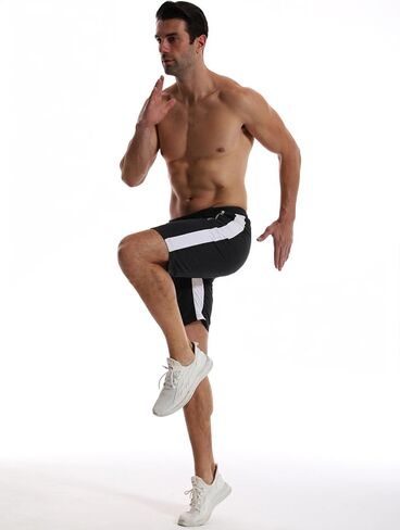 Men's Casual Shorts 7" Drawstring Summer Quick Dry Lightweight Beach Shorts with Zipper Pockets in Saudi Arabia