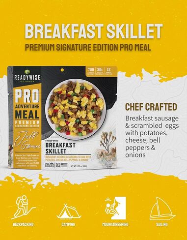 ReadyWise Outdoor Pro Adventure Meal - Country-Style Chicken Pot Pie, 2 Servings, 1 Pouch, 900 Calories, 30g Protein, Freeze Dried Food & Dehydrated Backpacking Camping Meals, up to 5 Year Shelf Life in Saudi Arabia
