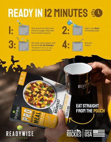ReadyWise Outdoor Pro Adventure Meal - Country-Style Chicken Pot Pie, 2 Servings, 1 Pouch, 900 Calories, 30g Protein, Freeze Dried Food & Dehydrated Backpacking Camping Meals, up to 5 Year Shelf Life in Saudi Arabia