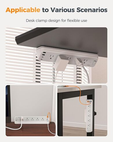 محطة مشبك المكتبي 10 أقدام ، محطة شحن مكتب الحامي Tessan 2100J ، 5 منافذ مع 4 منافذ USB (2 USB C) ، سلك توصيل مسطح مع منافذ متعددة لغرفة مساكن المكاتب المنزلية للألعاب in Saudi Arabia