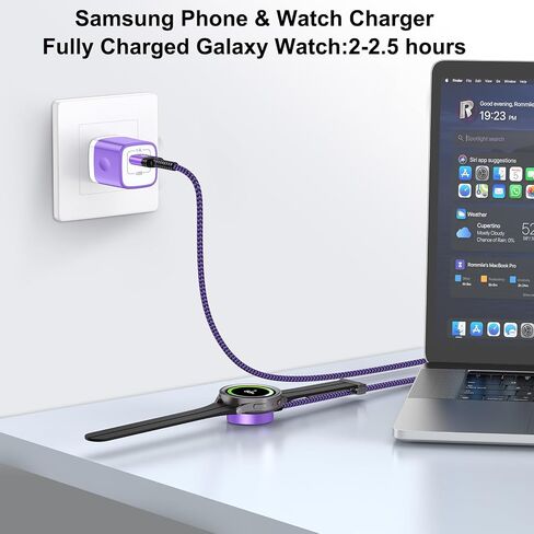 Travel Essentials 2 in 2 USB A/USB C Cable for Samsung Watch Charger, Multi Charging Cable Cord Compatible Galaxy Watch 8/8 Classic/7/Ultra/6/5 Pro/5,for Galaxy A17/A36/A56/Z Fold /S25 Android-6FT in Saudi Arabia