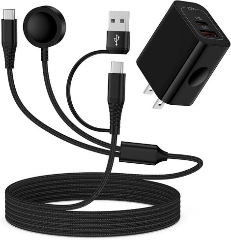 Travel Essentials 2 in 2 USB A/USB C Cable for Samsung Watch Charger, Multi Charging Cable Cord Compatible Galaxy Watch 8/8 Classic/7/Ultra/6/5 Pro/5,for Galaxy A17/A36/A56/Z Fold /S25 Android-6FT in Saudi Arabia
