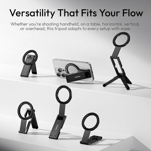 Ulanzi MA60 حامل ترايبود الهاتف المغناطيسي لأجهزة iPhone - الهاتف الذكي الألومنيوم Mini Tripod Pocket Pocket Stand String Magnet Matter سريع متوافق مع iPhone 16 15 14 13 12 Series ، Pink in Saudi Arabia