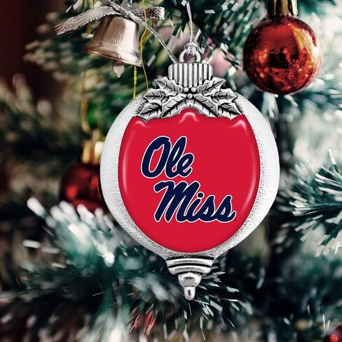 Ole Miss Mississippi Rebels Bulb with Team Logo Silver Metal Christmas Ornament Gift Tree Decoration in Saudi Arabia