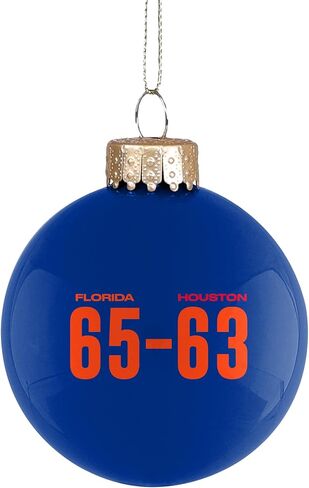 زينة شجرة عيد الميلاد من Team Beans Florida Gators 2025 NCAA للأبطال الوطنيين لكرة السلة، كرة زجاجية - 2 5/8 بوصة - جانبان باللون الأزرق in Kuwait