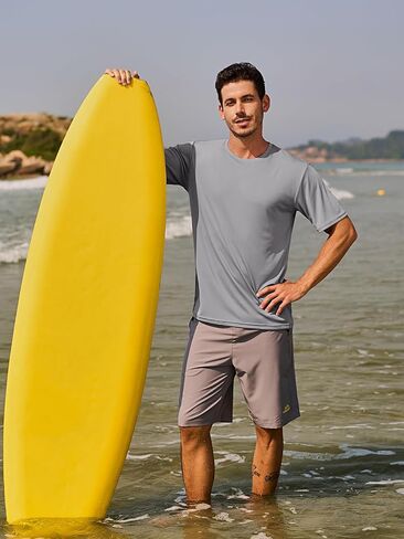 تيشيرت رجالي قصير الأكمام بعامل حماية من الأشعة فوق البنفسجية 50+ Rash Guard، سريع الجفاف، رياضي للجري والسباحة in Saudi Arabia
