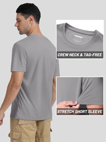 تيشيرت رجالي قصير الأكمام بعامل حماية من الأشعة فوق البنفسجية 50+ Rash Guard، سريع الجفاف، رياضي للجري والسباحة in Saudi Arabia
