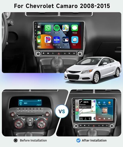 2G+64G 𝗛𝗶𝗙𝗶 𝗔𝘂𝗱𝗶𝗼 Car Radio with for Chevrolet Chevy Camaro 2008-2015 Stereo, Wireless CarPlay/Android Auto 9 Inch HD Touch Screen Android 13 GPS WiFi Bluetooth FM/RDS EQ HD Backup Camera in Saudi Arabia