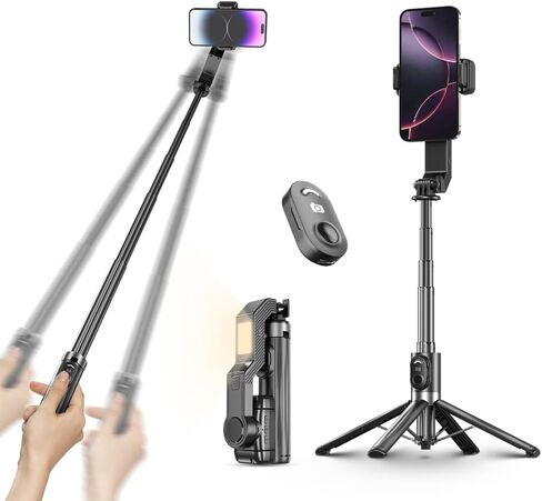 Selfie Stick Gimbal Stabilizer,Single Axis Stabilizer Tracking Selfie Stick with Tripod Suitable for 360 Degree Steering with Remote Control The Best Choice for Vlog and Live Broadcast in Saudi Arabia