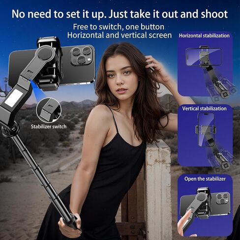 Selfie Stick Gimbal Stabilizer,Single Axis Stabilizer Tracking Selfie Stick with Tripod Suitable for 360 Degree Steering with Remote Control The Best Choice for Vlog and Live Broadcast in Saudi Arabia