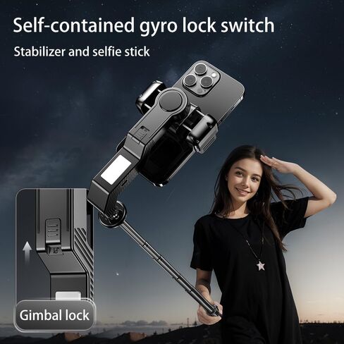 Selfie Stick Gimbal Stabilizer,Single Axis Stabilizer Tracking Selfie Stick with Tripod Suitable for 360 Degree Steering with Remote Control The Best Choice for Vlog and Live Broadcast in Saudi Arabia