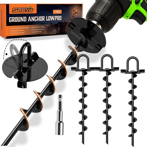 Ground Anchors Pro ، 4 عبوات شديدة التحمل ، مرساة الأرض في ، مرساة مجموعة الأرجوحة ، مرساة الترامبولين هتاف الرياح الشاقة للخيام التخييم ، موانئ السيارات ، مجموعات التأرجح ، الستائر. in Kuwait