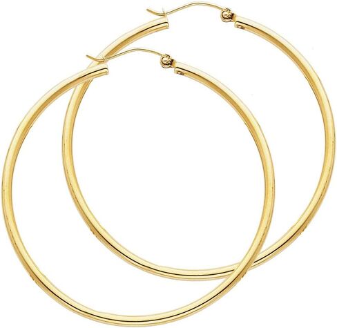 14k REAL Yellow Gold 2mm Thickness Hinged Hoop Earrings (55 x 55 mm) in Saudi Arabia